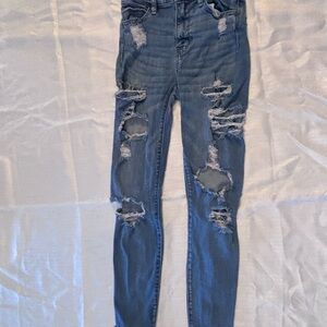American Eagle Outfitters Ripped Blue Skinny Jeans
